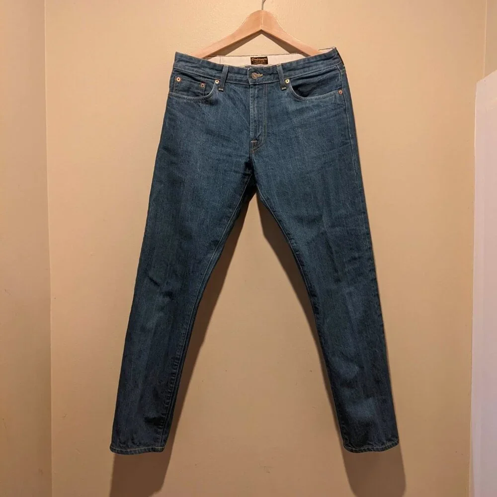 Civilianaire Gold Japanese Selvedge Denim Slim Jeans Size 32 Blue Dark Wash - Picture 3 of 14